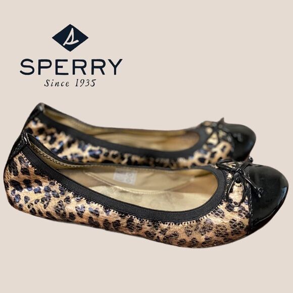 Sperry Top-Side Cheetah Girl's Ballet Flats 4 - Picture 1 of 6